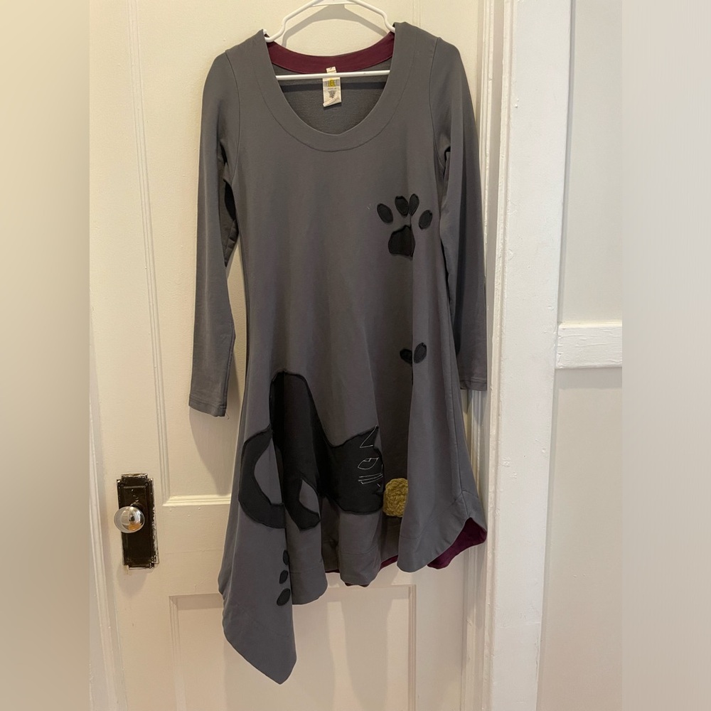 MADE IN GREECE beautiful dress with cat and paw prints